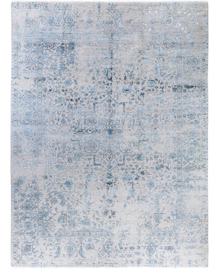Traditional Abstarct Wool, Silk Hand Knotted Gray Area Rug 9' 1" x 12' 3"