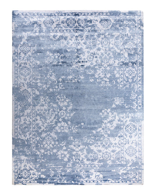 Contemporary Modern Hand Knotted Abstract Silk Ivory Area Rug 9' 2" x 12' 1"