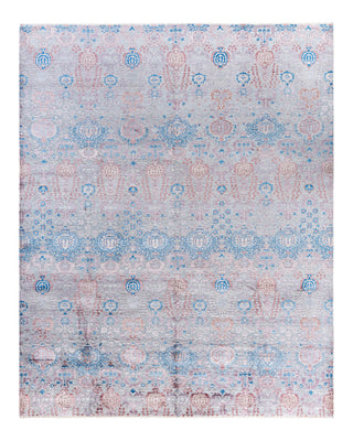 Traditional Ikat Hand Knotted Abstract Silk & Wool Blend Gray Area Rug 8' 2" x 10' 0"