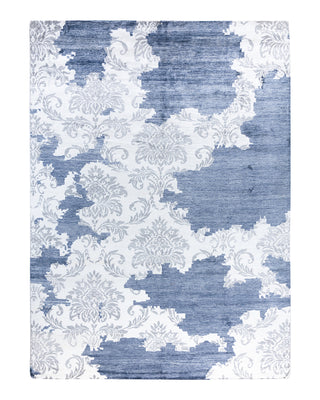 Contemporary Modern Hand Knotted Abstract Silk Ivory Area Rug 9' 0" x 12' 0"