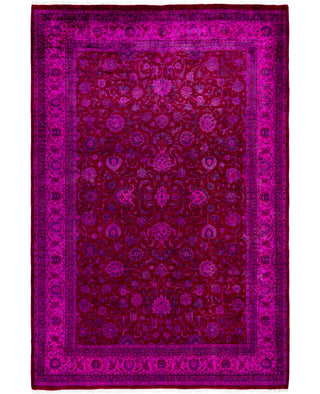 Contemporary Overdyed Wool Hand Knotted Pink Area Rug 6' 2" x 9' 1"