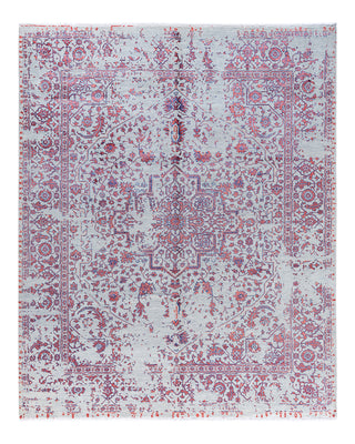 Traditional Ikat Hand Knotted Abstract Silk & Wool Blend Gray Area Rug 8' 1" x 10' 0"