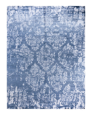 Contemporary Modern Hand Knotted Abstract Silk Ivory Area Rug 9' 2" x 12' 1"