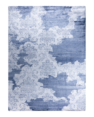 Contemporary Modern Hand Knotted Abstract Silk Ivory Area Rug 9' 0" x 12' 1"