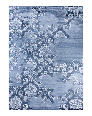 Contemporary Modern Hand Knotted Abstract Silk Gray Area Rug 8' 10" x 12' 1"