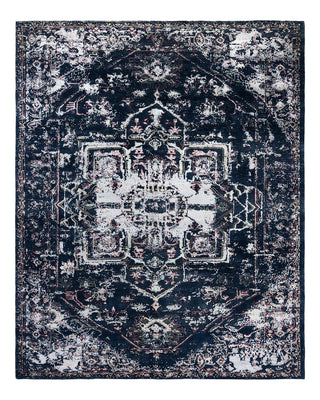 Traditional Ikat Hand Knotted Abstract Silk & Wool Blend Black Area Rug 8' 0" x 9' 10"