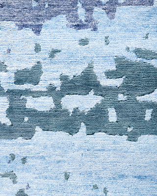 Contemporary Modern Hand Knotted Abstract Silk & Wool Blend Blue Area Rug 9' 1" x 12' 2"
