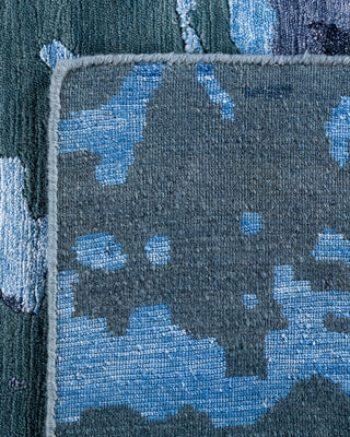 Contemporary Modern Hand Knotted Abstract Silk & Wool Blend Blue Area Rug 9' 1" x 12' 2"