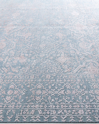 Traditional Ikat Hand Knotted Abstract Silk & Wool Blend Gray Area Rug 9' 0" x 11' 10"