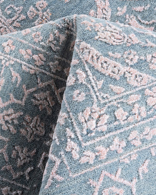 Traditional Ikat Hand Knotted Abstract Silk & Wool Blend Gray Area Rug 9' 0" x 11' 10"