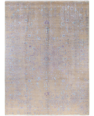 Traditional Abstarct Silk Hand Knotted Brown Area Rug 8' 10" x 12' 1"