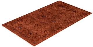 Contemporary Hand-Knotted Overdyed Brown Area Rug 3' 2" x 5' 7"