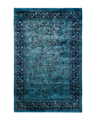 Contemporary Fine Vibrance Blue Wool Area Rug 4' 8" x 7' 1"