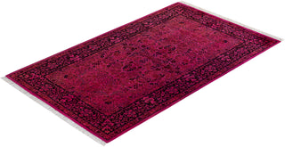 Modern Overdyed Hand Knotted Wool Pink Area Rug 3' 1" x 5' 4"