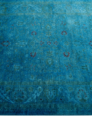 Modern Overdyed Hand Knotted Wool Blue Area Rug 3' 2" x 5' 3"