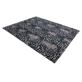 Louis Hand Knotted Contemporary Modern Animal Print Wool Black Area Rug