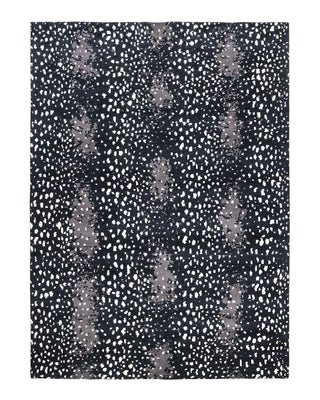 Louis Hand Knotted Contemporary Modern Animal Print Wool Black Area Rug