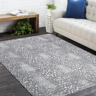 Louis Hand Knotted Contemporary Modern Animal Print Wool Black Area Rug