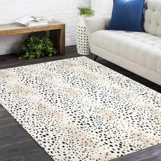 Louis Hand Knotted Contemporary Modern Animal Print Wool Black Area Rug