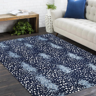 Louis Hand Knotted Contemporary Modern Animal Print Wool Black Area Rug