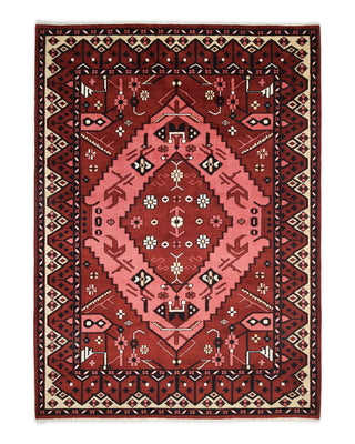 Sahara Hand Knotted Hamadan Inspired Wool Boho Red Area Rug
