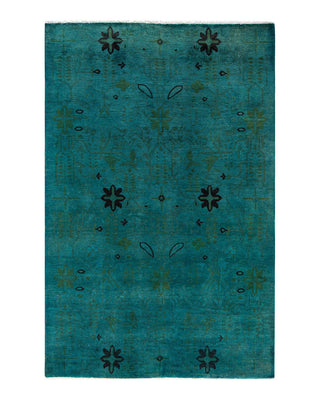 Fine Vibrance, One-of-a-Kind Hand-Knotted Area Rug - Blue, 4' 0" x 6' 3" - Solo Rugs