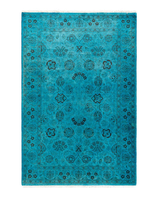 Fine Vibrance, One-of-a-Kind Hand-Knotted Area Rug - Blue, 4' 2" x 6' 2" - Solo Rugs