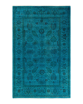 Fine Vibrance, One-of-a-Kind Hand-Knotted Area Rug - Blue, 4' 8" x 7' 3" - Solo Rugs