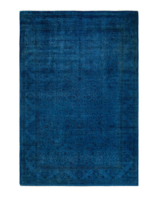 Fine Vibrance, One-of-a-Kind Hand-Knotted Area Rug - Blue, 6' 1" x 9' 1" - Solo Rugs