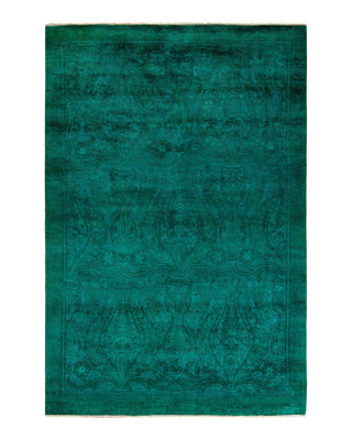 Fine Vibrance, One-of-a-Kind Hand-Knotted Area Rug - Green, 5' 3" x 7' 10" - Solo Rugs