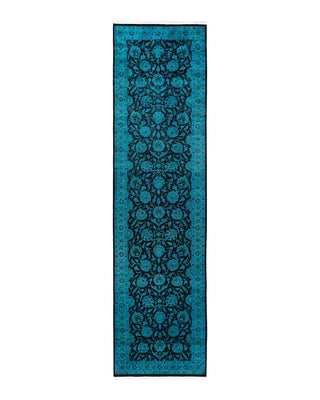 Fine Vibrance, One-of-a-Kind Hand-Knotted Runner Rug - Blue, 2' 6" x 9' 10" - Solo Rugs