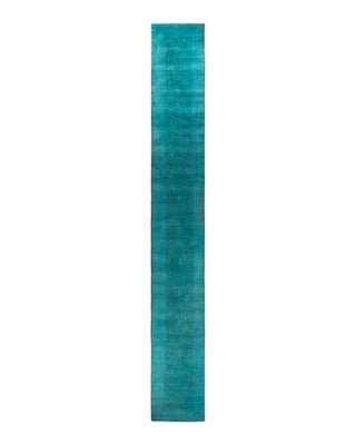 Fine Vibrance, One-of-a-Kind Hand-Knotted Runner Rug - Blue, 2' 7" x 21' 0" - Solo Rugs