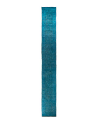 Fine Vibrance, One-of-a-Kind Hand-Knotted Runner Rug - Blue, 2' 7" x 21' 1" - Solo Rugs