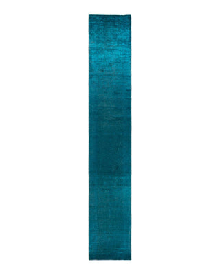 Fine Vibrance, One-of-a-Kind Hand-Knotted Runner Rug - Blue, 3' 2" x 19' 10" - Solo Rugs