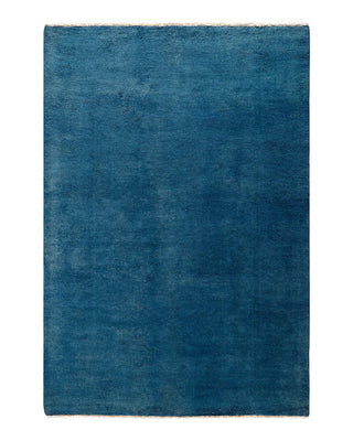 Vibrance, One-of-a-Kind Hand-Knotted Area Rug - Blue, 4' 2" x 5' 10" - Solo Rugs