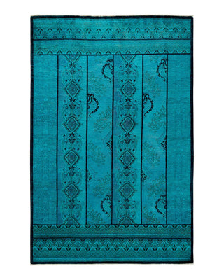Vibrance, One-of-a-Kind Hand-Knotted Area Rug - Blue, 6' 0" x 8' 11" - Solo Rugs