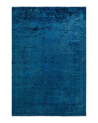 Vibrance, One-of-a-Kind Hand-Knotted Area Rug - Blue, 6' 1" x 9' 6" - Solo Rugs