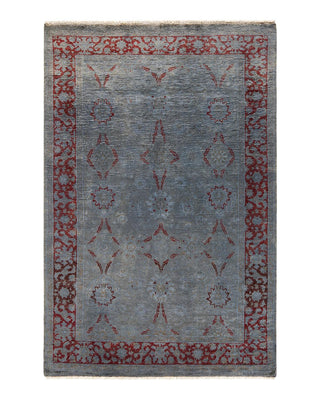 Vibrance, One-of-a-Kind Hand-Knotted Area Rug - Gray, 4' 1" x 6' 1" - Solo Rugs