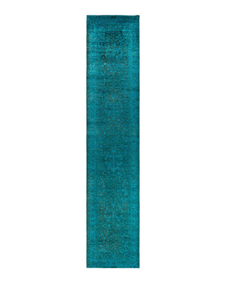 Vibrance, One-of-a-Kind Hand-Knotted Runner Rug - Blue, 3' 2" x 15' 1" - Solo Rugs