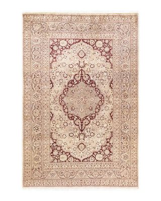 Traditional Mogul Ivory Wool Area Rug 6' 0" x 9' 1" - Solo Rugs