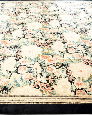Traditional Mogul Black Wool Area Rug 9' 0" x 12' 7" - Solo Rugs