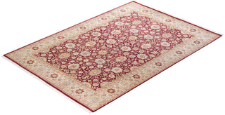 Traditional Mogul Purple Wool Area Rug 6' 2" x 9' 1" - Solo Rugs