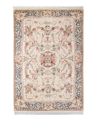 Traditional Mogul Ivory Wool Area Rug 4' 2" x 6' 2" - Solo Rugs