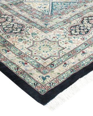 Traditional Mogul Green Wool Square Area Rug 9' 0" x 9' 1" - Solo Rugs