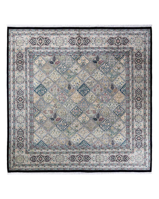 Traditional Mogul Green Wool Square Area Rug 9' 0" x 9' 1" - Solo Rugs