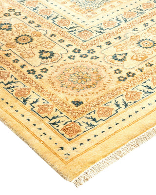 Traditional Mogul Ivory Wool Area Rug 6' 1" x 9' 0" - Solo Rugs