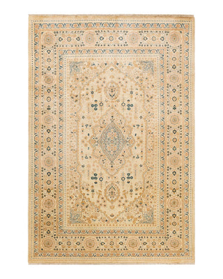 Traditional Mogul Ivory Wool Area Rug 6' 1" x 9' 0" - Solo Rugs