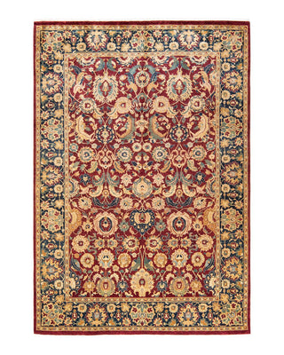 Traditional Mogul Red Wool Area Rug 6' 2" x 9' 0" - Solo Rugs