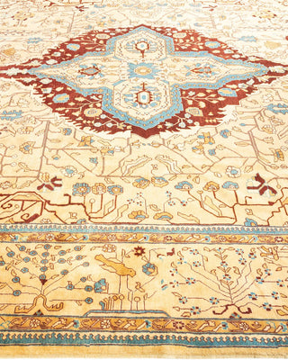 Contemporary Eclectic Ivory Wool Area Rug 8' 10" x 11' 3" - Solo Rugs