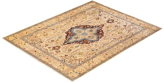 Contemporary Eclectic Ivory Wool Area Rug 8' 10" x 11' 3" - Solo Rugs